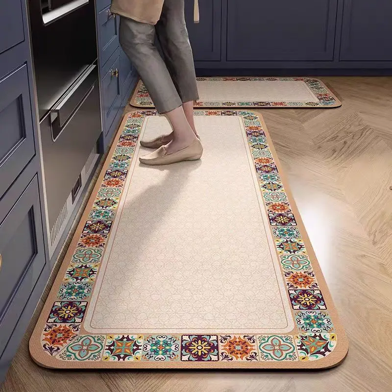 VIKAMA Silica Mud Carpet Entrance Hall Door Kitchen Laundry Room Corridor Passageway Easy-To-Clean Floor Mats Home Decoration