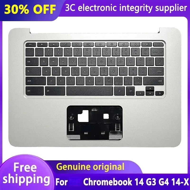 

Original Laptop US Keyboard for Chromebook 14 G3 G4 14-X Palmrest Top Case Upper Cover English Replacement Silver 834913-001