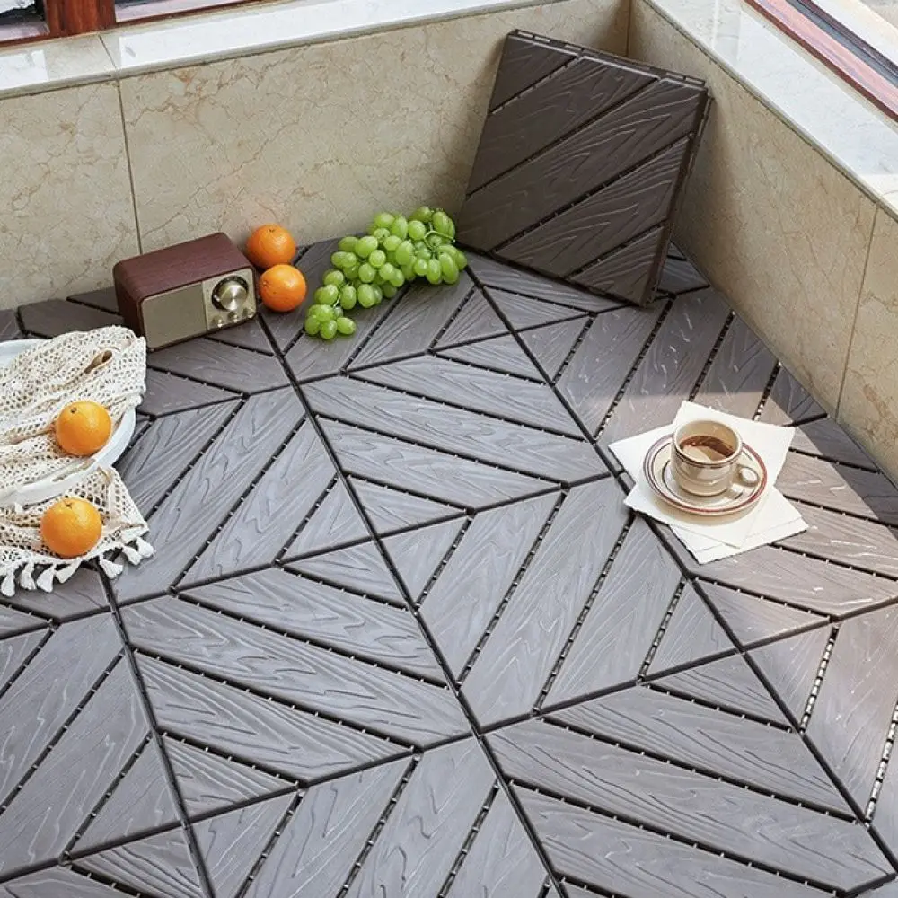 Easy Install Interlocking Plastic Floor Tiles PVC Decking For Balcony Terrace Backyard Waterproof Outdoor Ground Decor