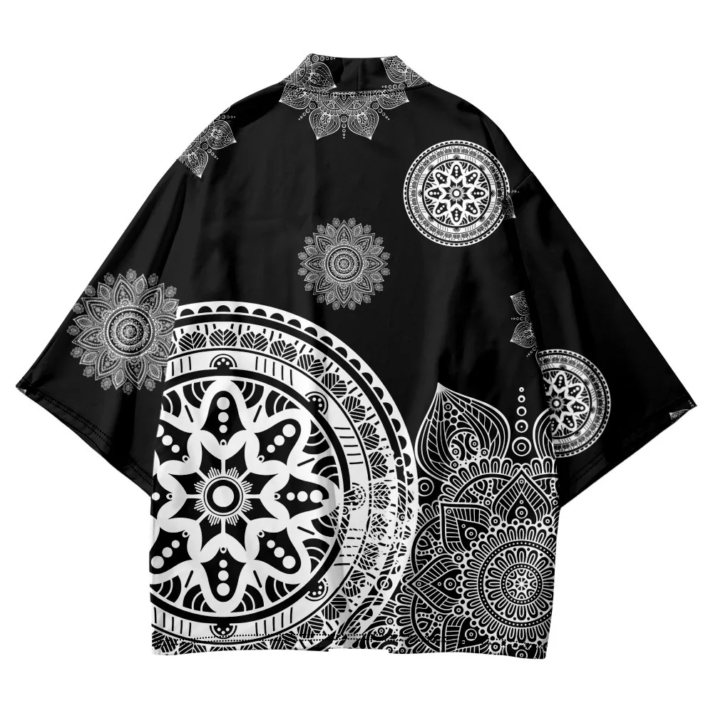 

Fashion Streetwear Cashew Print Haori Men Women Cardigan Beach Yukata Asian Clothes Japanese Cosplay Black Kimono Plus Size