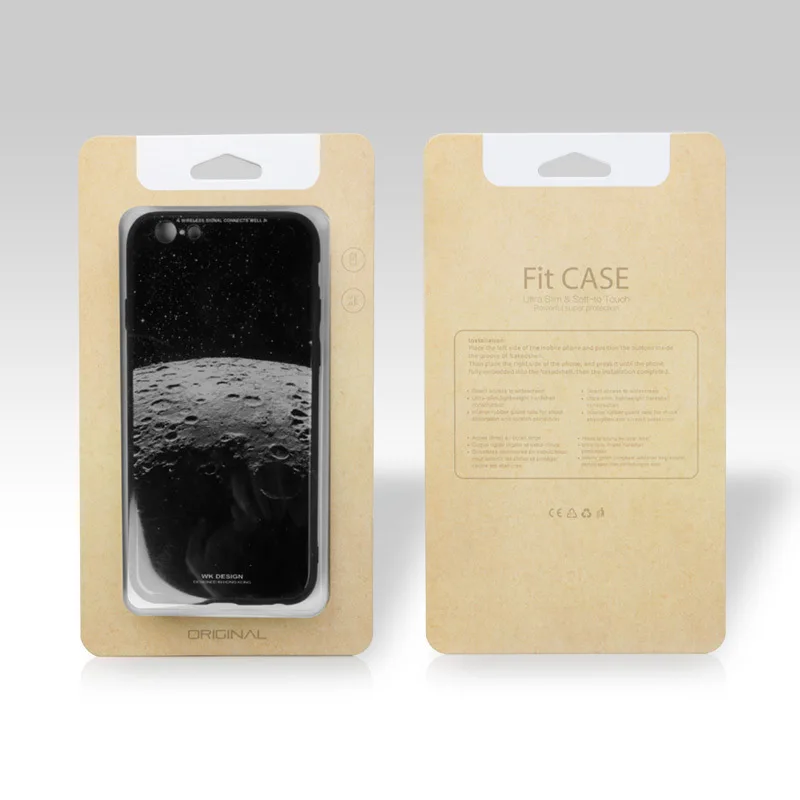 50Pcs/lot Phone Case Packaging Box Kraft Paper Phone Box With Hang Hole Clear Window Display 3 Size For iPhone Case