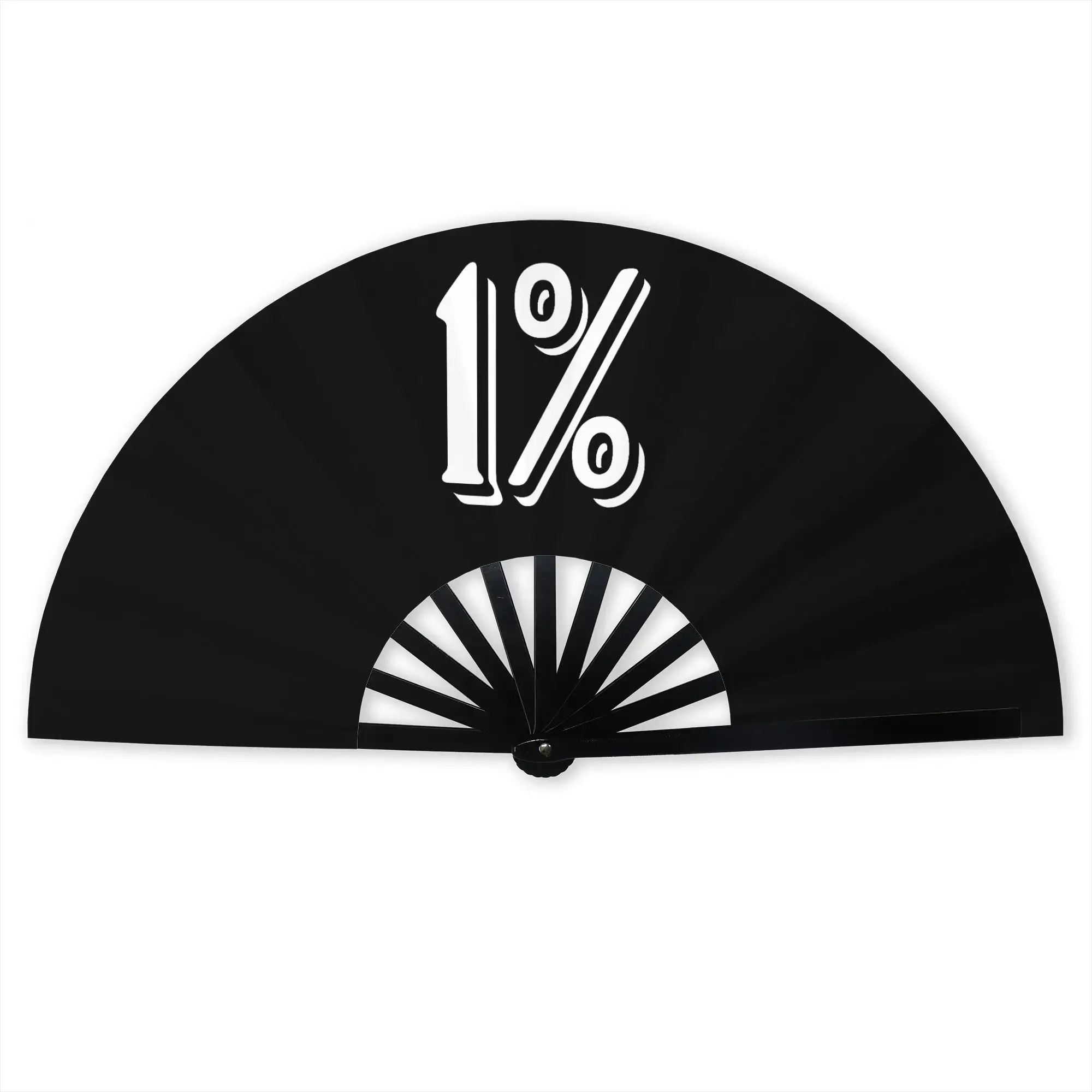 One Percenter 1% Folding Hand Fan  Polyester Fabric Fan Cool Summer Accessory Decorative Fans