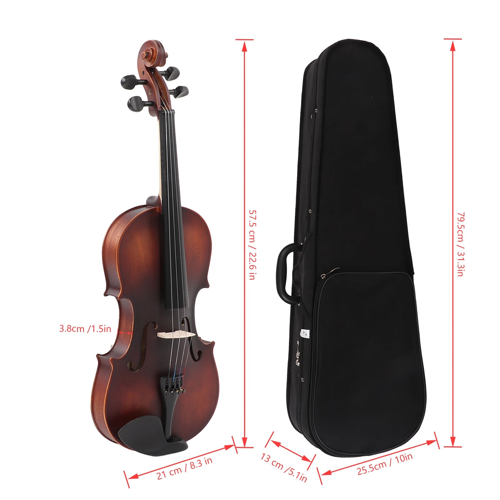 Violin Aston Villa Exquisite Matte Violin Beginners Playing Grade Test 4/4 Retro Violin