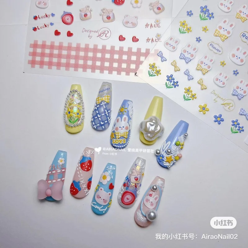 stickers Relief 1650 Love Enchanting Cooperation 5d nail Japanese Adhesive Sticker Rabbit