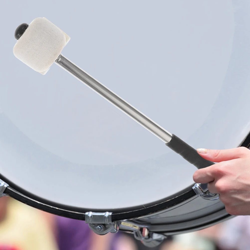 

2Pcs Felt Bass Drum Mallets Stainless Steel Handle Professional Wool Felt Head Percussion Drumsticks Performance Drum