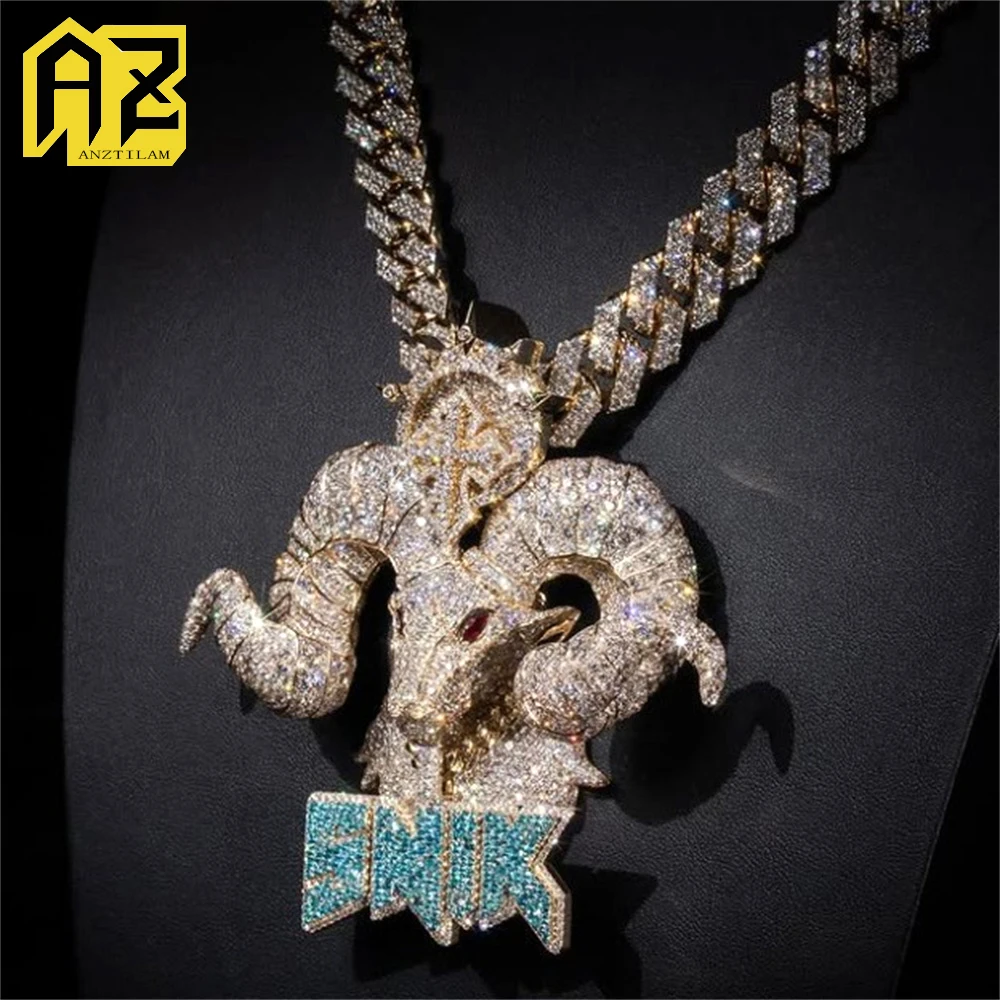 Anztilam S925 Moissanite Custom Iced Out Pendant Necklaces for Women Men Pass Diamonds Tester Hip Hop Jewelry GRA