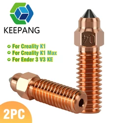 For Ender 3 V3 KE Nozzle Bimetal Chromium Zirconium Copper Body + Hardened Steel Inset, 3D Printer Nozzles For Creality K1 K1MAX