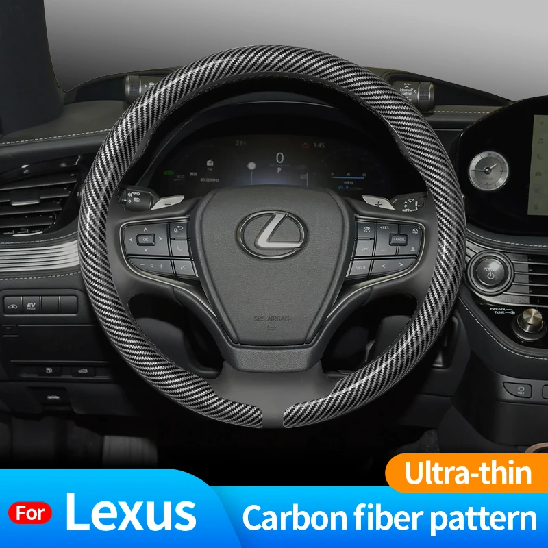 

For Lexus F Sport ES200 ES300 RX300 LS500h GS250 GS300 IS300 CT200h Carbon Fiber Suede Car Steering Wheel Cover Auto Accessories