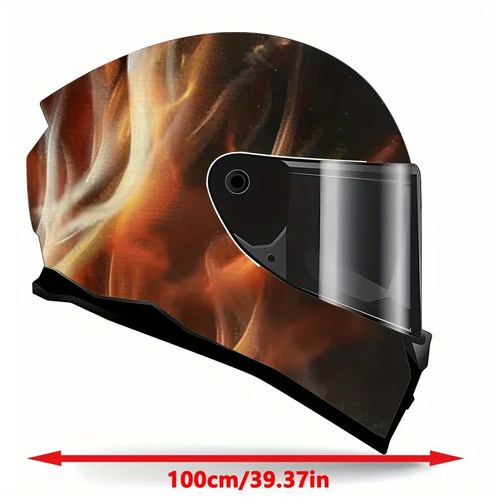 ملصق رسم خوذة اللهب المحترق - رقعة PVC مقاومة للماء والخدش لخوذة سباق الدراجات النارية، جمالية فنية #2