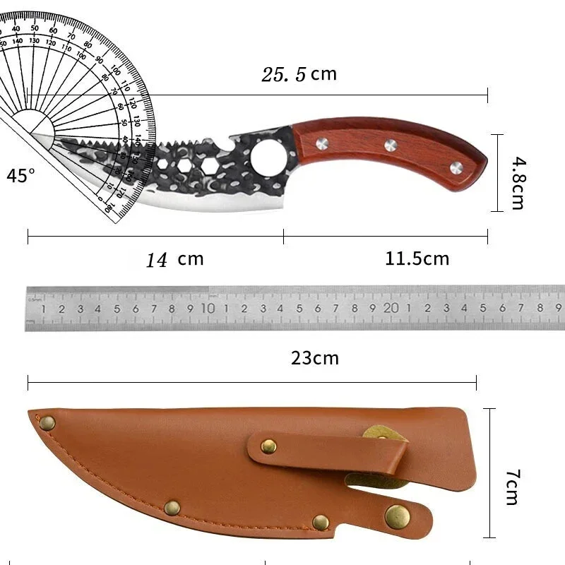 Kitchen Boning Knife Shaving and Meat Cutting Scimitar Stainless Steel Lightweight Butcher Knife Sharp Chef Knife