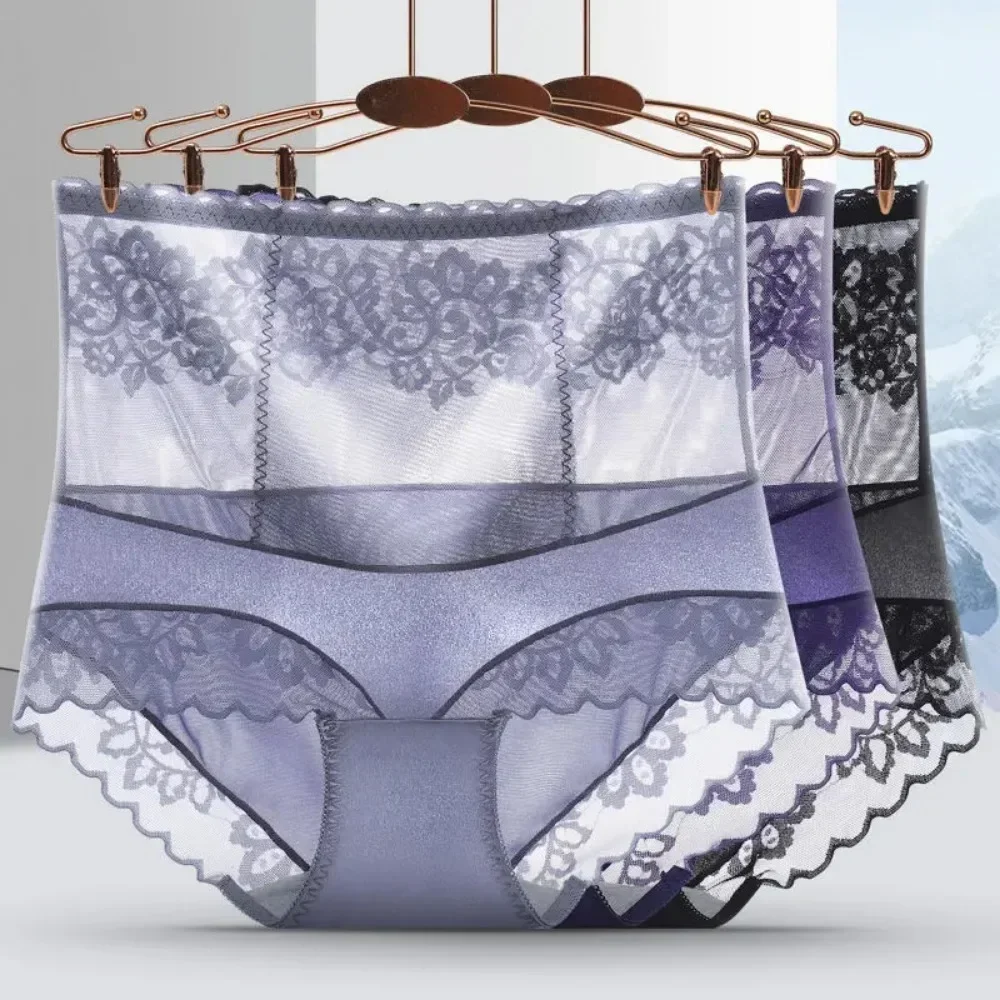 Ultra-thin Panties Women Lace Embroidery Flowers Panties High Waist Butt Lifter Briefs Control Tummy Seamless Underwear 심리스 팬티 - Image 6