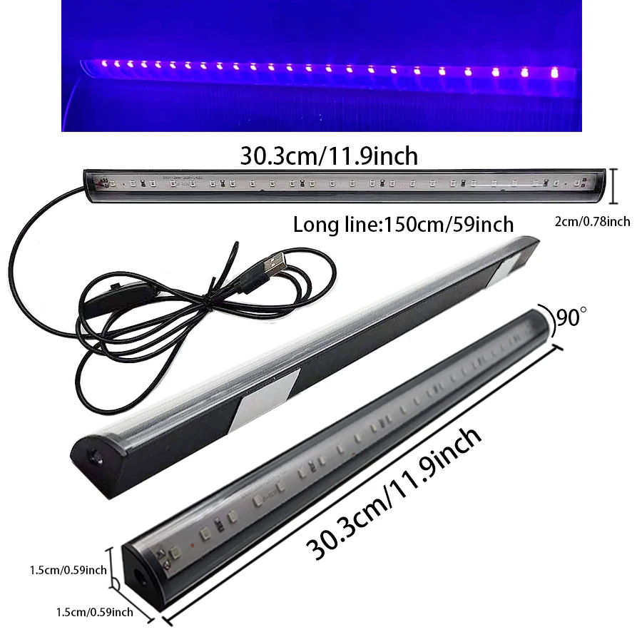 90 degree Black Light Lamp,UV Black Light Tube, 395nm LED Lamp,Blacklight Bar for Halloween,Club,Party,Disco