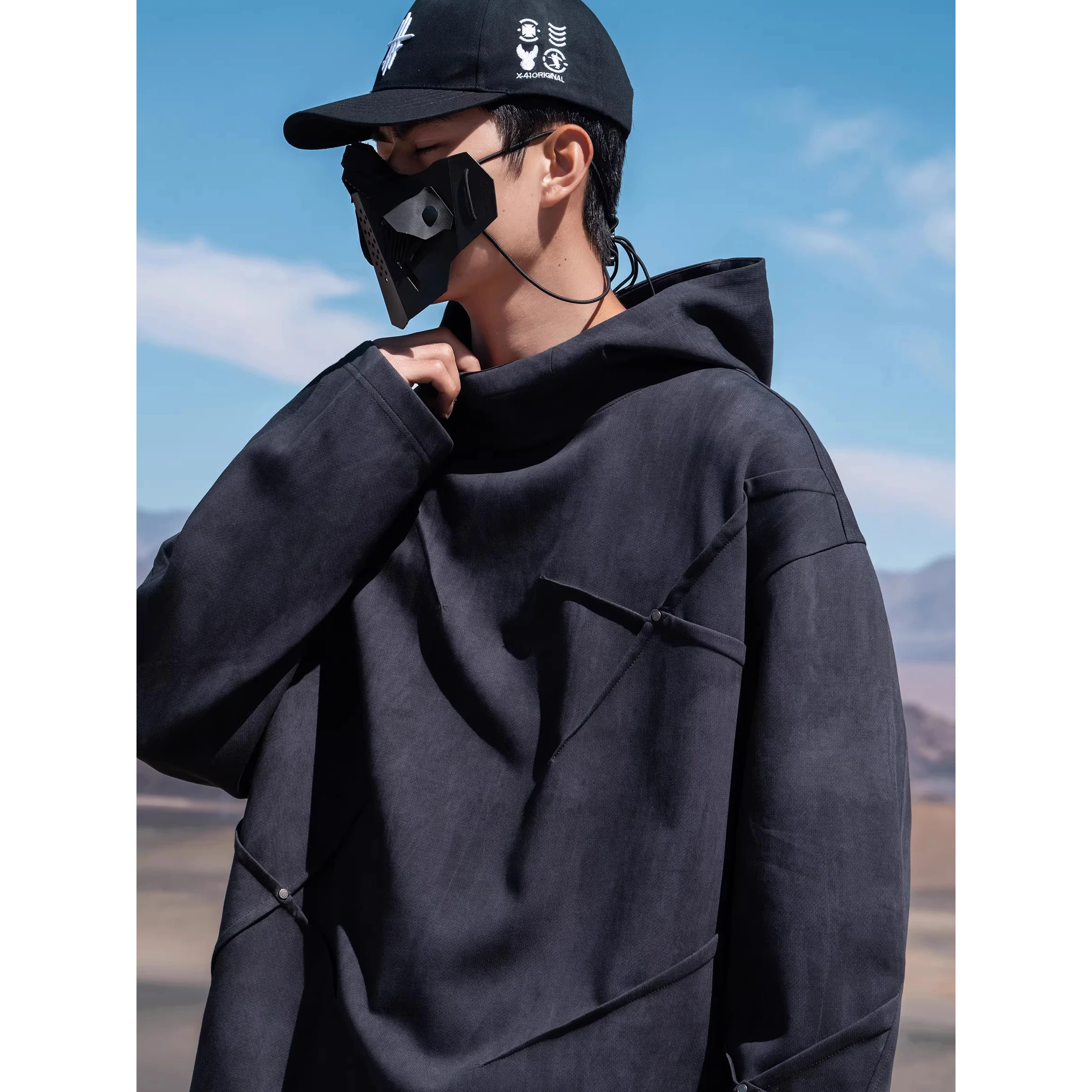 Vintage Hoodie Oversized Hip Hop Retro Hooded Sweatshirt Men Harajuku Punk Gothic Pullover Streetwear Men Clothing