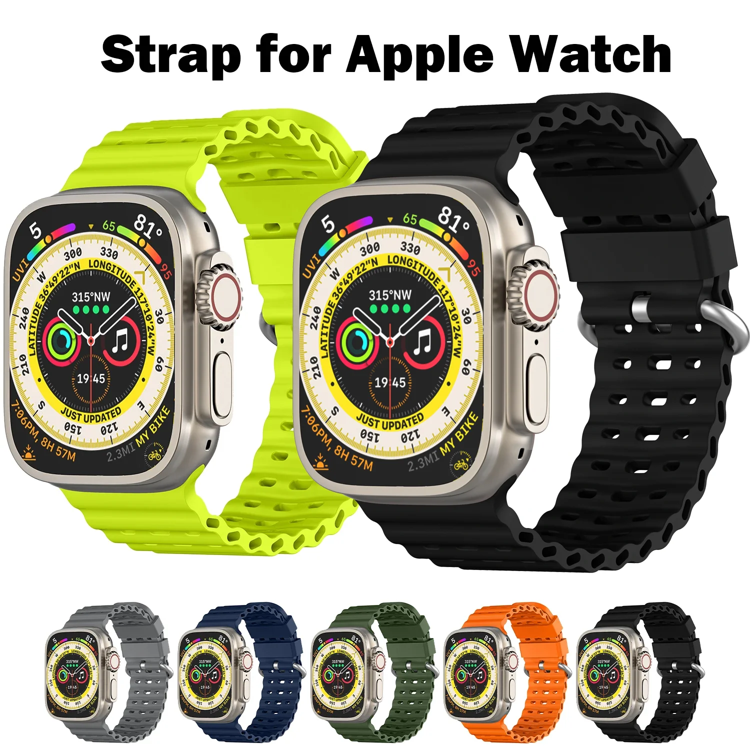 Ocean Armband für Apple Watch Ultra 3/2 Band 49mm Series 46mm 45mm 44mm Silikon-Uhrenarmband für IWatch 11 10 9 8 7 6 Sportband