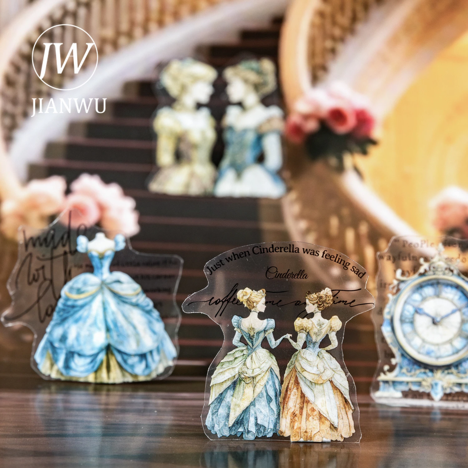 JIANWU 50mm*200cm Dark Fairy Tale Series Vintage Character Landscape Material Collage PET Tape Creative DIY Journal Stationery