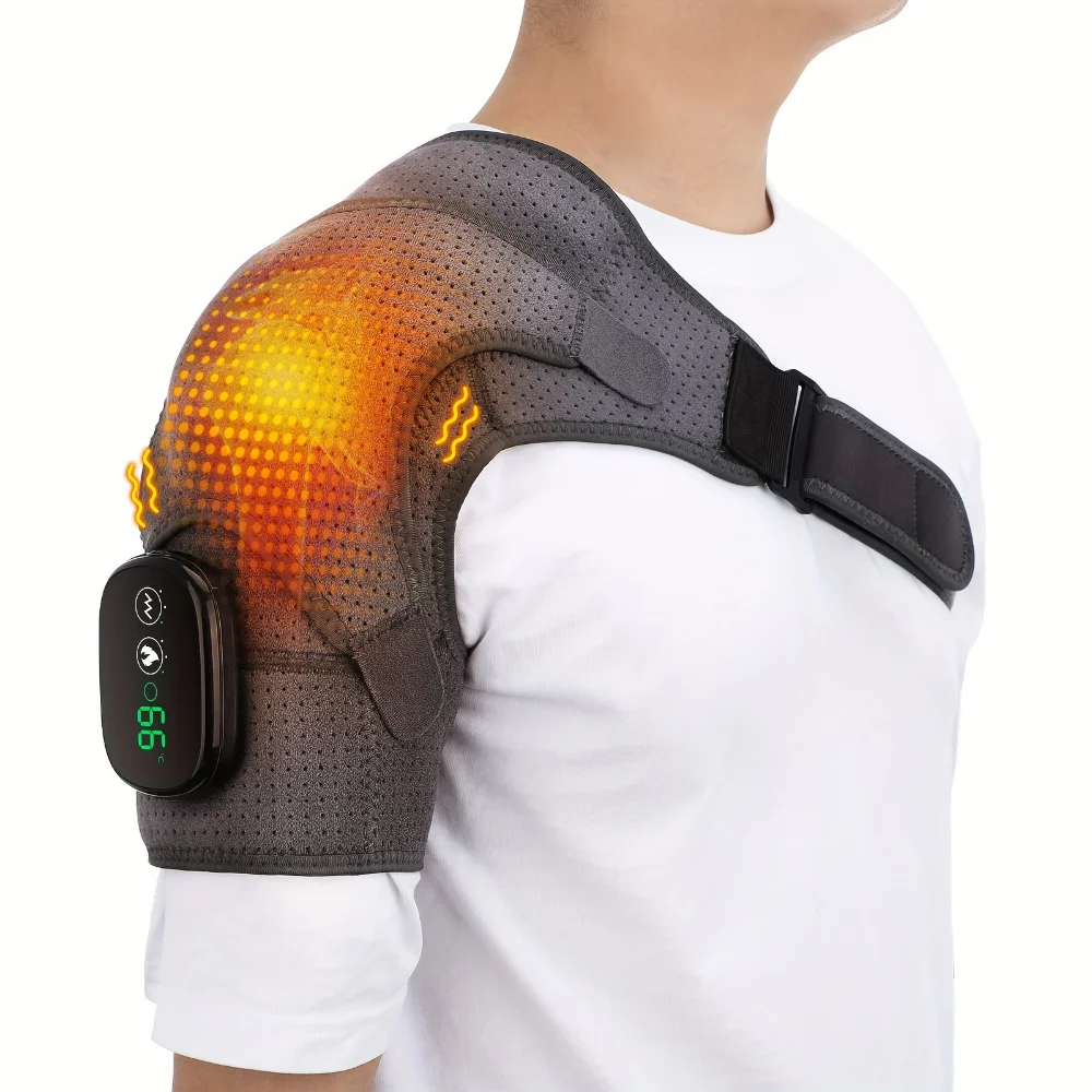 

1pc Portable Heated Shoulder Massager, Blanket Warming Shoulder Pad With Controller, 3 Levels Adjustable, Shoulder Strap Massag