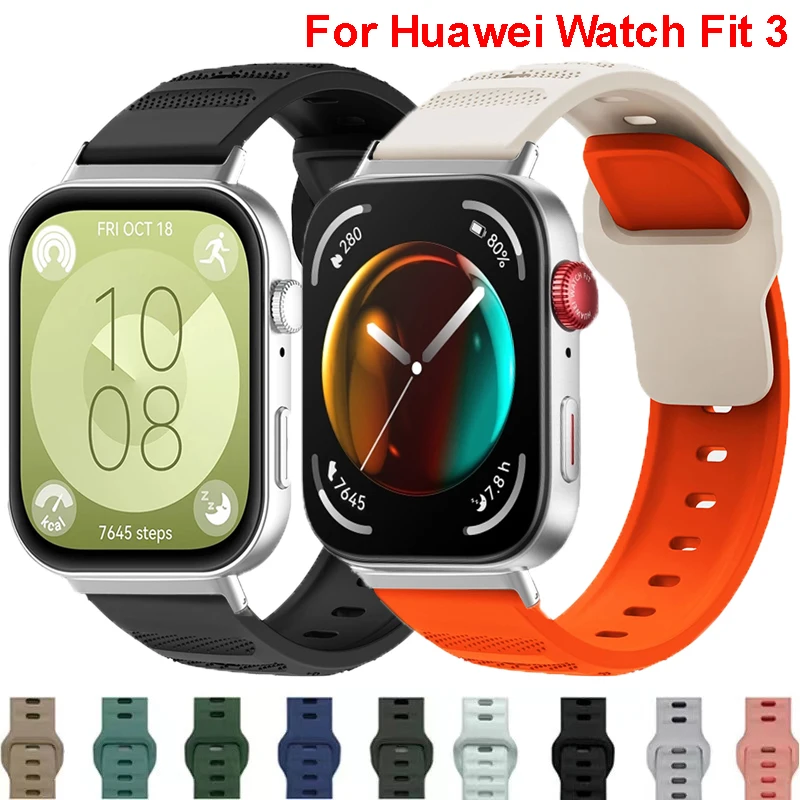 Silicone Strap For Huawei Watch Fit 3 Smartwatch Replacement Wristband Bracelet For Huawei Watch Fit 3 Sport Correa Accessories