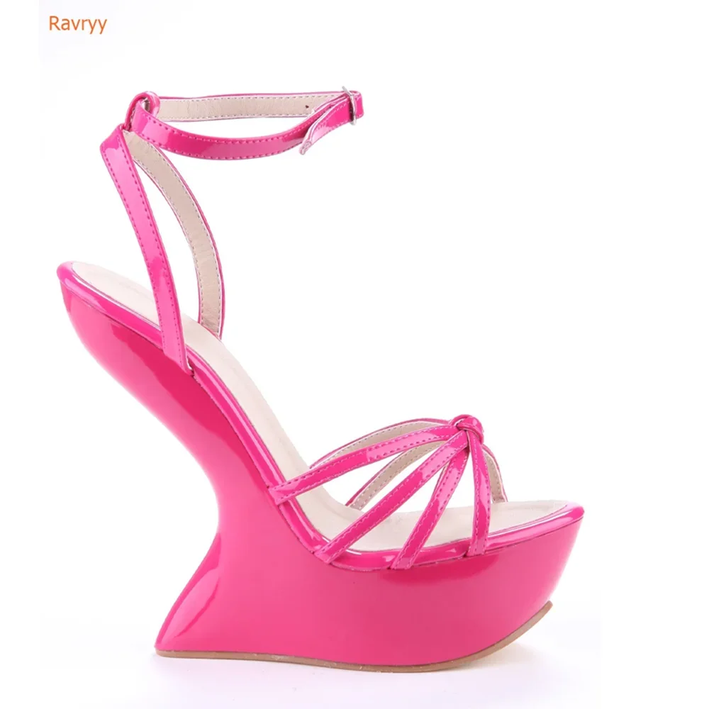 Strange Style Platform Sandals Ankle Buckle Women Summer Sandals Sexy Hoof Heel  Strap Open Toe Shoes High Quality