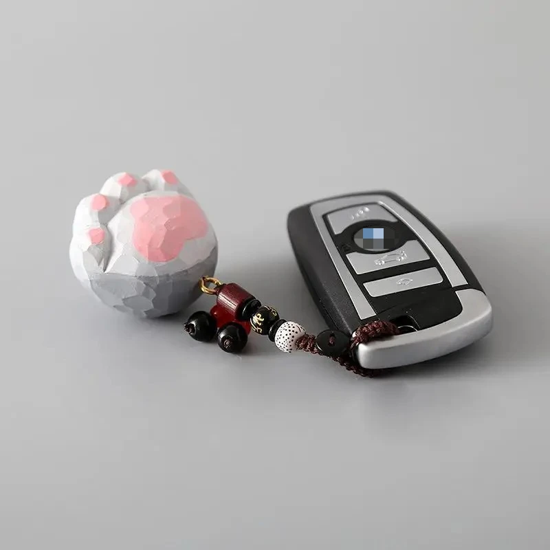 

Handmade Solid Wood Cat Paw Car Decor, Adorable Pet Keychain, Bag Charm, For Cat Owner, Animal Themed Gift