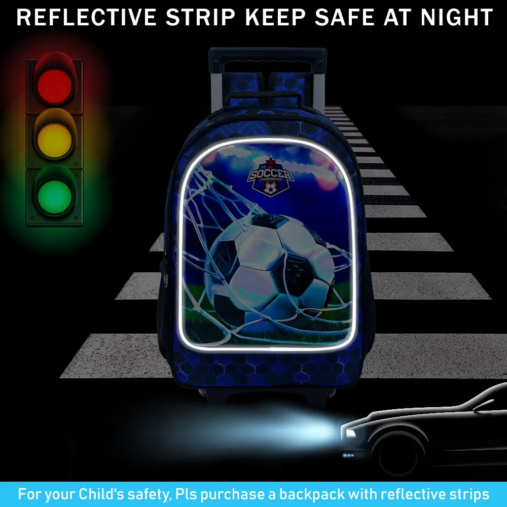 حقيبة ظهر دوارة مكونة من 3 قطع للفتيات والفتيان، حقيبة كتب بعجلات دوارة للأطفال، حقيبة مدرسية ابتدائية بعجلات مع حقيبة غداء #4