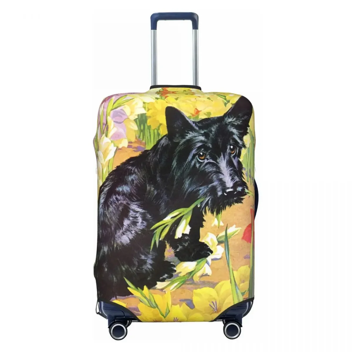 

Винтажный чехол для багажа с собакой шотландского терьера на заказ, эластичный чехол для путешествий Scottie Lover