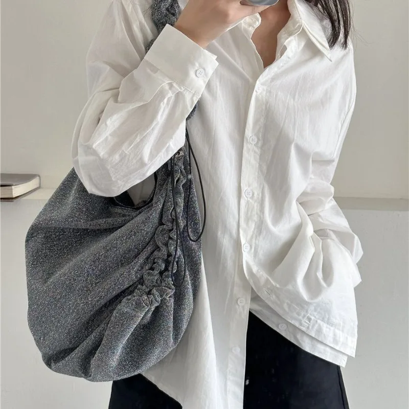 2024 New High Capacity Shoulder Bags for Women Fashion Drawstring Designed Crossbody Bag Simple Casual Nylon Bolsos Сумка