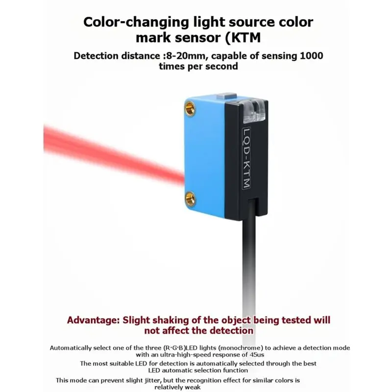 Color Mark Code RGB Photoelectric Sensor For Automation In Industries Painting Packaging Machines Detection Systems Packing A