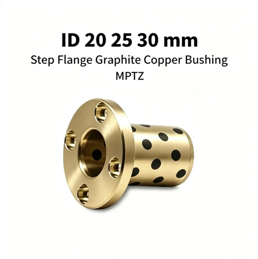 MPTZ ID 20-30mm Round Step Flange Graphite Embedded Brass Bushing Wear Resistant Oil Free Self Lubricating Maintenance-FreeOFR01