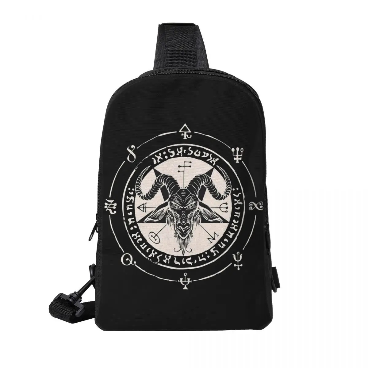 

Sigil Baphomet Pentagram Occult Satanic Goat Head Lucifer Chest Bag Men Sling Crossbody Backpack Chest Bag Daypack Shoulder Bag