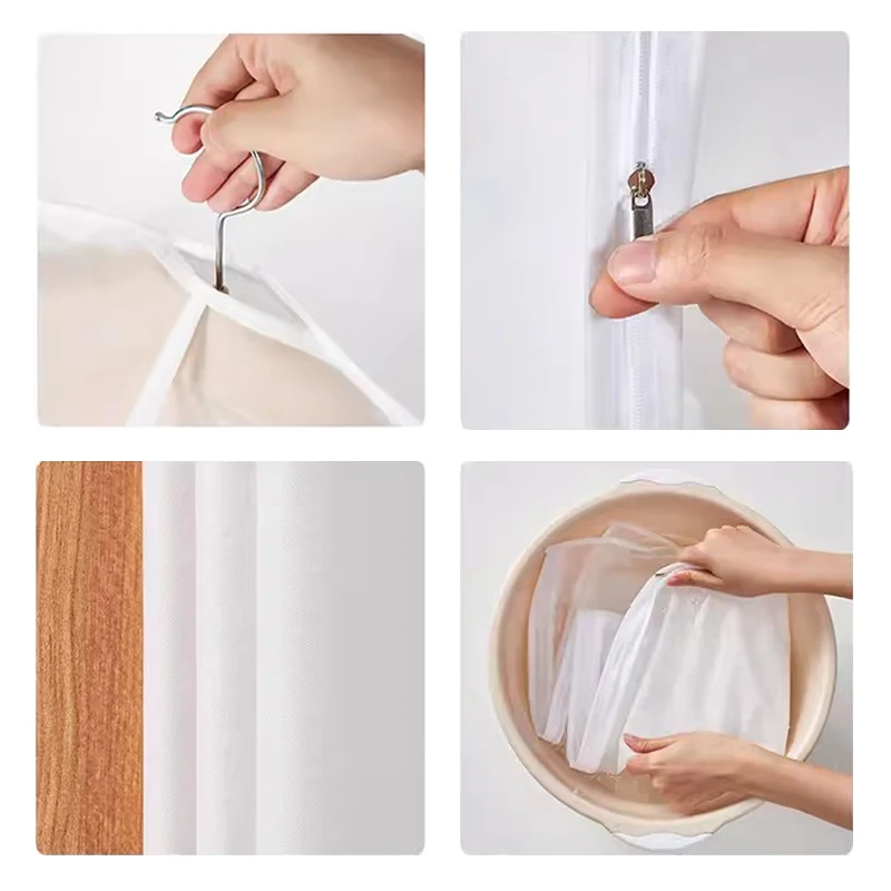 Kleidung Hängen Staub Abdeckung Hochzeit Kleid Abdeckung Anzug Mantel Lagerung Tasche Transparent Vollständig Geschlossenen Kleidung Abdeckung Mit Reißverschluss – Detail 6