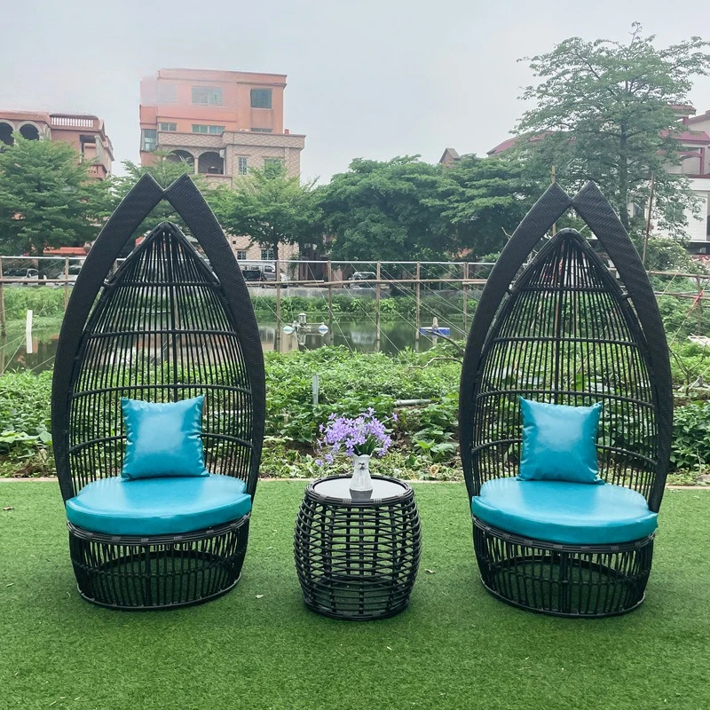 

Outdoor creative design rattan recliner outdoor garden patio balcony rattan art coffee table chair combination furniture
