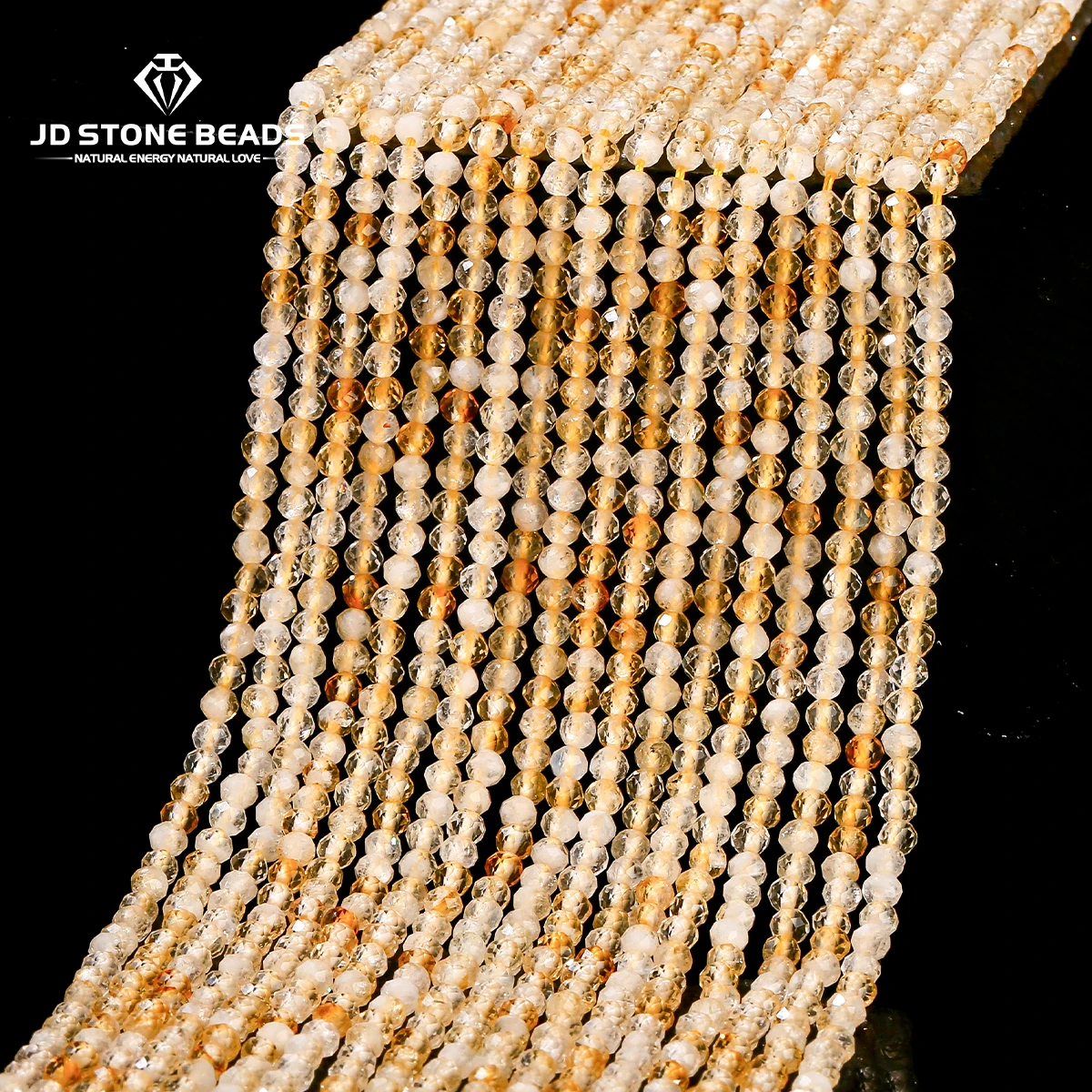 Perle de Citrine naturelle à facettes de 2, 3 ou 4mm, ronde, ample, petite perle de pierres précieuses pour la fabrication de bijoux, accessoire de Bracelet et de collier à faire soi-même