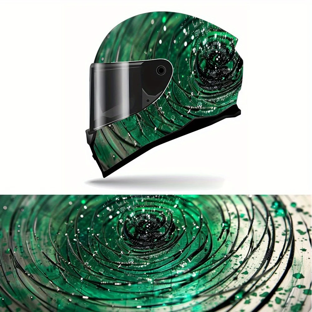

Abstract Green Ink Pattern Helmet Vinyl Wrap, Waterproof Decals for Motorcycle Bike Helmets, Universal Fit，Personalized Motorcyc