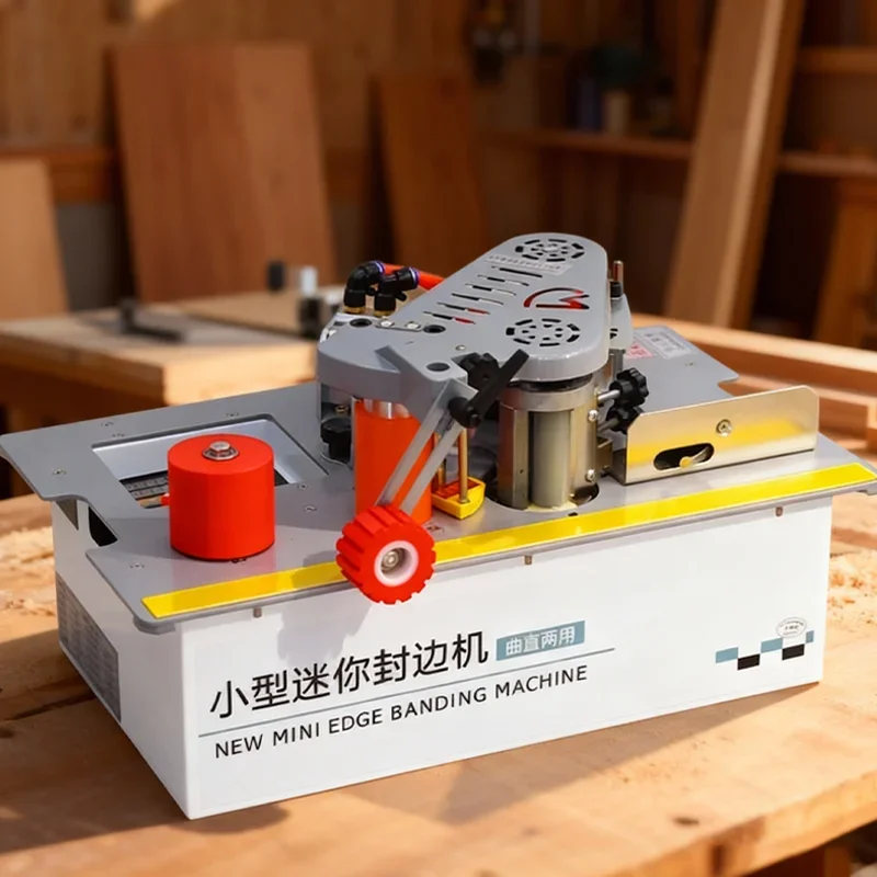 1200W Manual Edge Banding Machine Straight/Curved Arc Wood Edge Banding Machine Woodworking PVC Self-Cutting With Saw Table