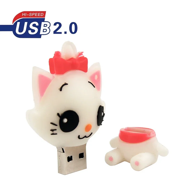 귀여운 만화 고양이 USB 플래시 드라이브 2.0, 동물 펭귄 메모리 스틱, 32 gb16 gb 여우 올빼미 펜 드라이브, 어린이 U 디스크 선물, 128GB, 64GB