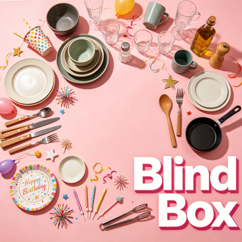 Undisclosed Surprise Hidden Kitchen Table Blind Box, Mystery Curated Dining Supplies, Harmonize with warm and cool tone home interiors