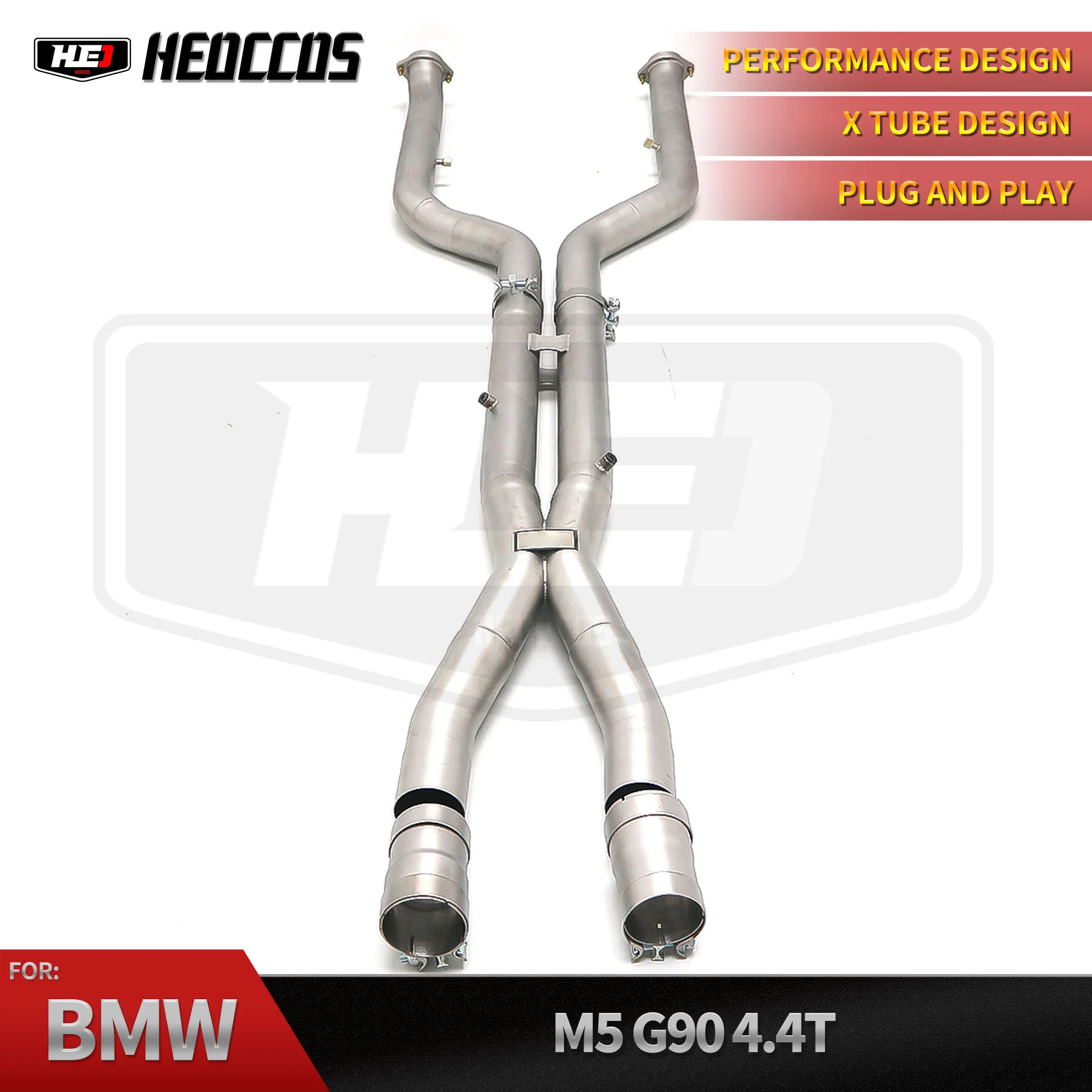 HEO for BMW G90 M5 S68 4.4TT Exhaust Midpipe X-pipe with Resonators 304 Stainless Steel Pipes
