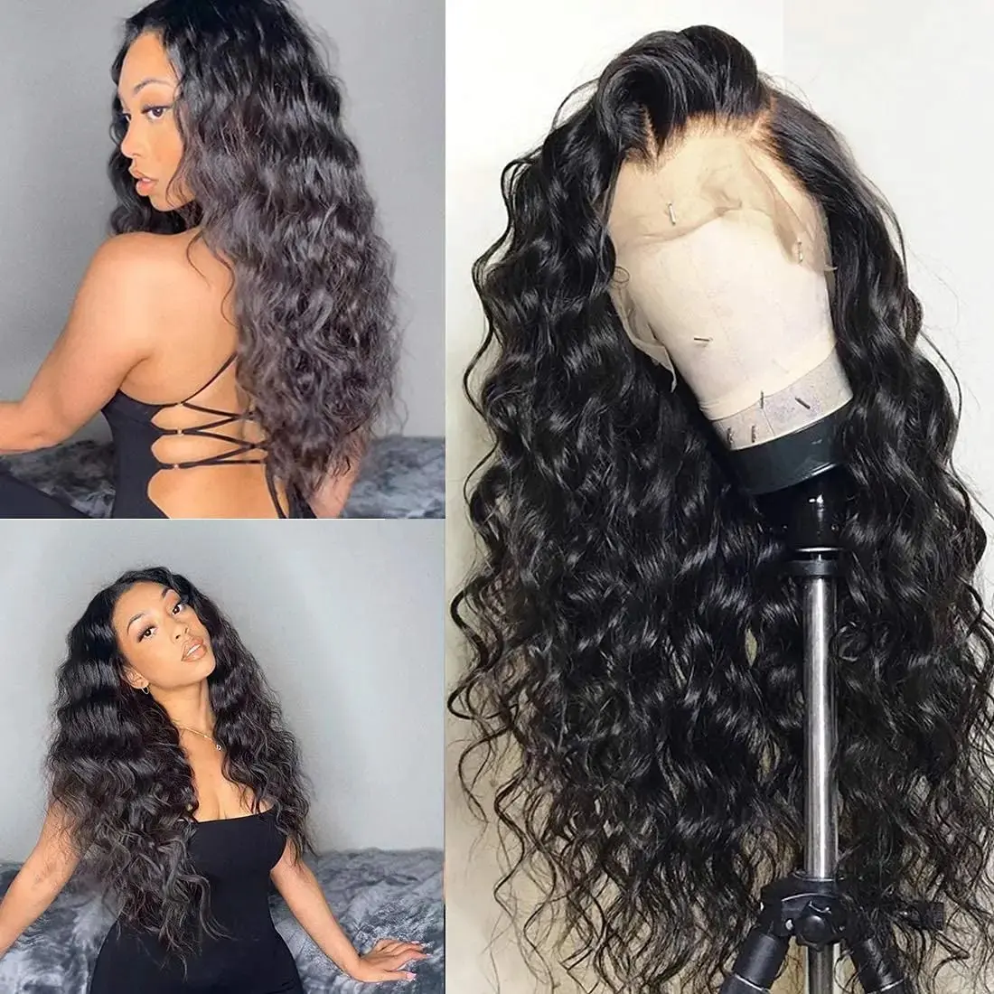 Rosabeauty Deep Wave 13x4 HD Lace Front Human Hair Wigs 250 Density 5X5 Preplucked Glueless Ready To Go Curly Wig 40 Inches