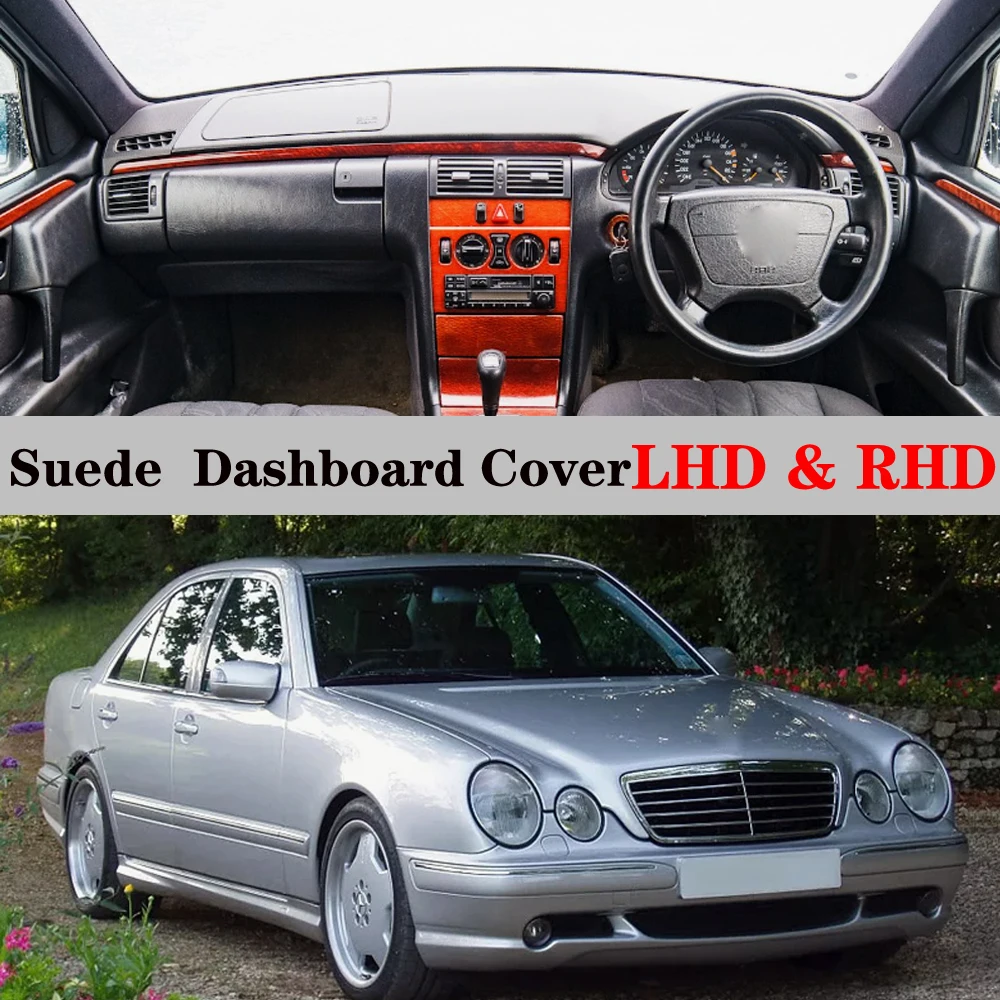 Zamszowa skórzana mata do deski rozdzielczej do stylizacji samochodu Akcesoria samochodowe do Mercedes-Benz E-Class 1996-2002 W210 2001