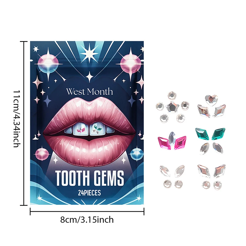 

✰✪24pcs Dental Tooth Gems Crystal Diamond Ornament Diy Tools Various Shapes Color Teeth Jewelry Denture Acrylic
