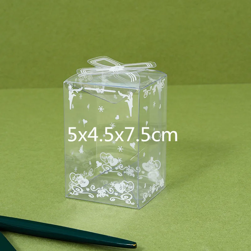 10pcs Spot Transparent Printed Packaging Box, PVC Food Candy Box, Monochromatic Printed Plastic Box