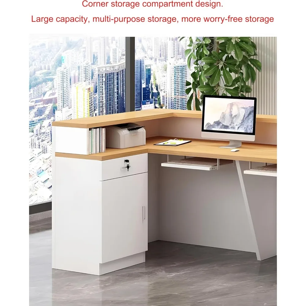 Recepção Recepção Contador com Painel Wave, LED Light Strip, gaveta bloqueável