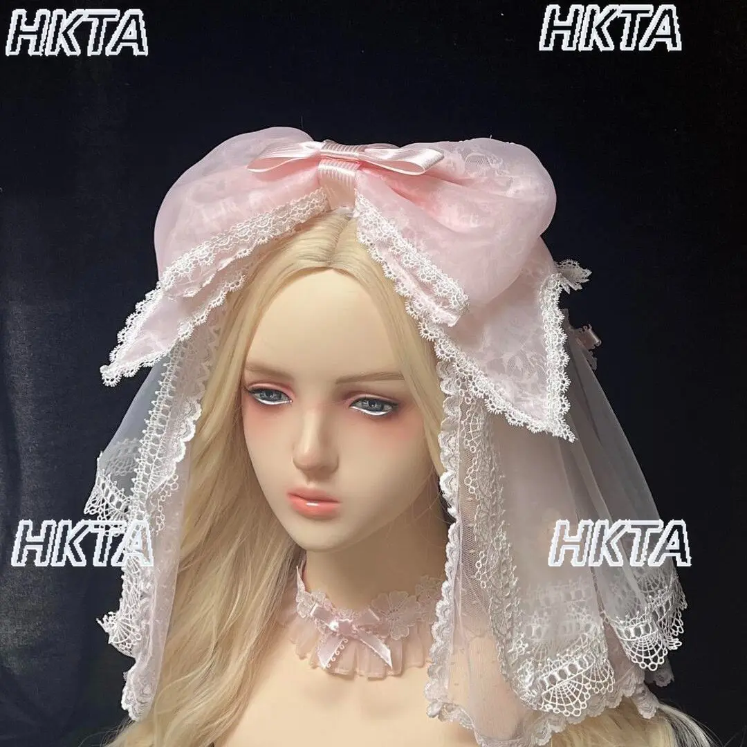 Diademas elegantes y bonitas de Lolita, pinzas para el pelo, accesorios de Cosplay para mujer, lazo con borde de hongo de encaje dulce, tocado de princesa para cumpleaños para niñas