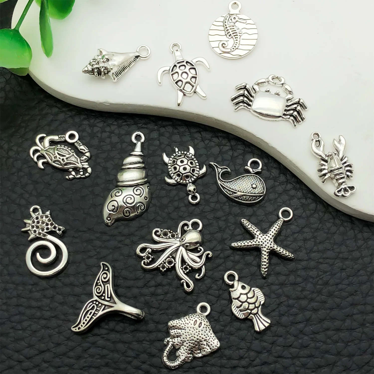 12/15-Piece Nautical Collection in Antique Silver Finish - Perfect for Crafting Your Own DIY Necklaces and Earrings.