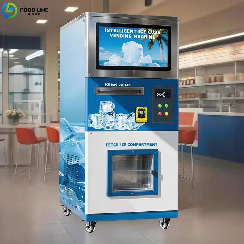 Máquina expendedora de hielo en bolsas personalizada, alta capacidad, 24H, pago sin caja para supermercado de gasolinera