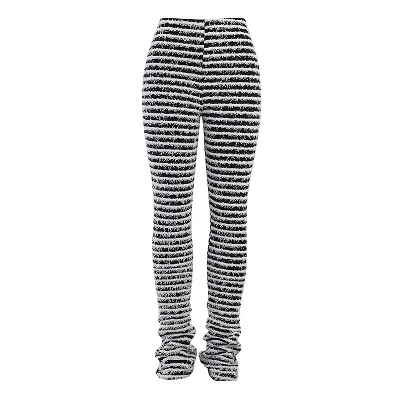 Krisnanas Y2k Hip Lifting Pants for Woman 2025 New Skinny Knitted Striped Leggings Full-length Trousers Women Clothing 112026