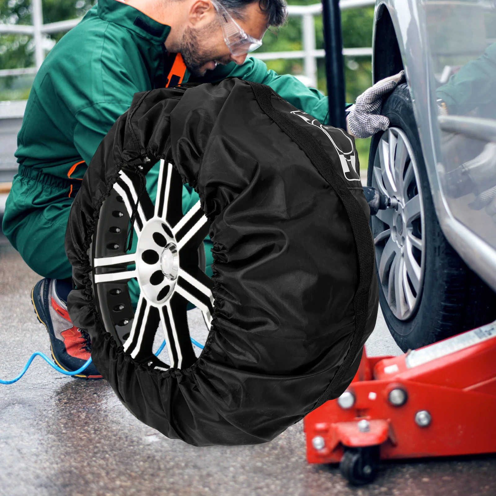 

Tire Covers Car Truck Rv Trailer Wheel Protectors 190T Polyester Black S Size Storage Bags Snow Dust Protection