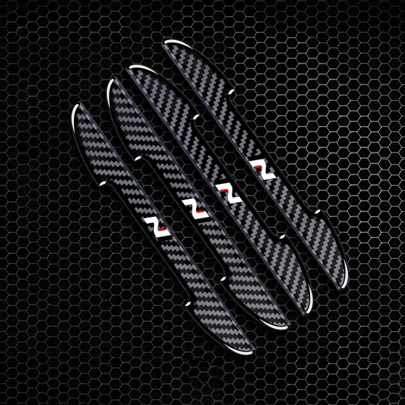 4PCS Carbon Fiber Protective Strip Car Side Door Edge Protector Anti-collision Sticker For Hyundai I30 I30 N Car Accessories