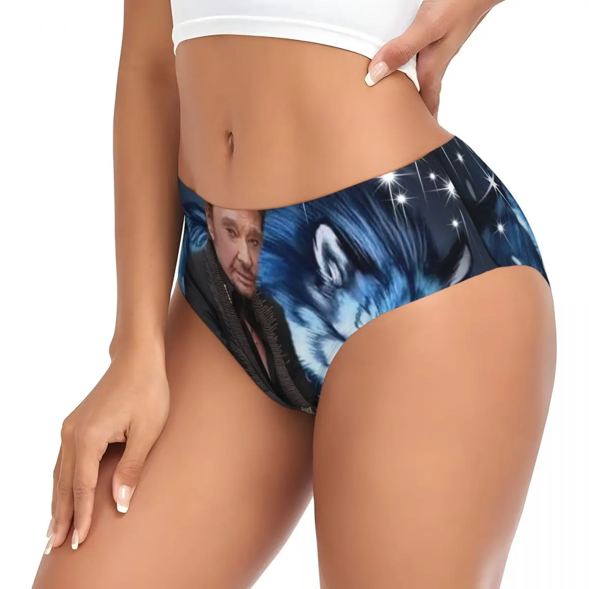 Custom Womens Johnny Hallyday Brief Panties Female Soft French France Singer Underwear Underpants view 3