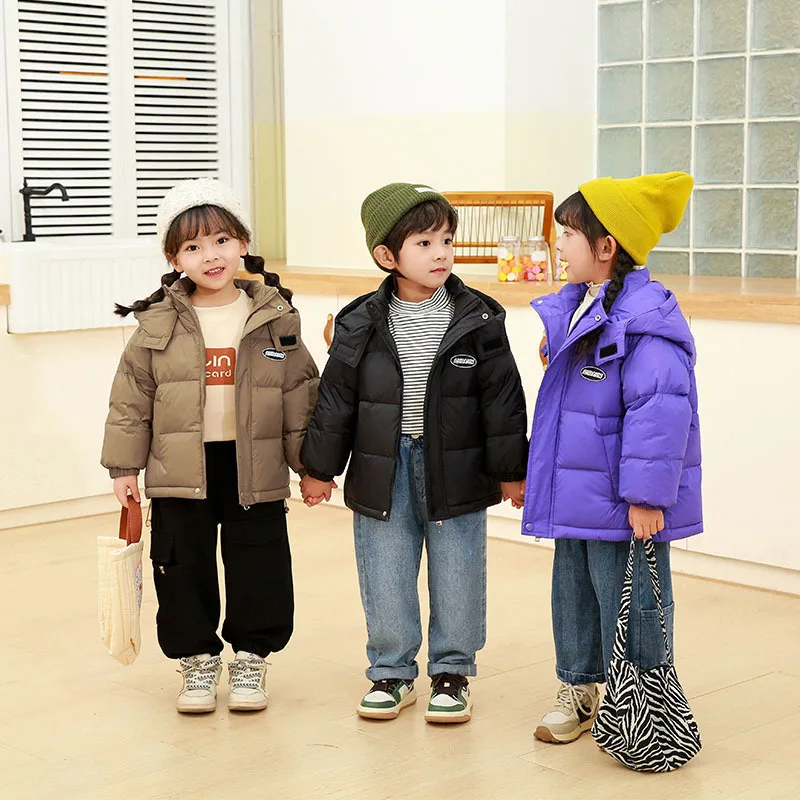 2025 Fashion Autumn Winter New Down Toddler Snow Suit For Boys Girls Clothing Children Warm And Thick Coat Hooded Solid Casual